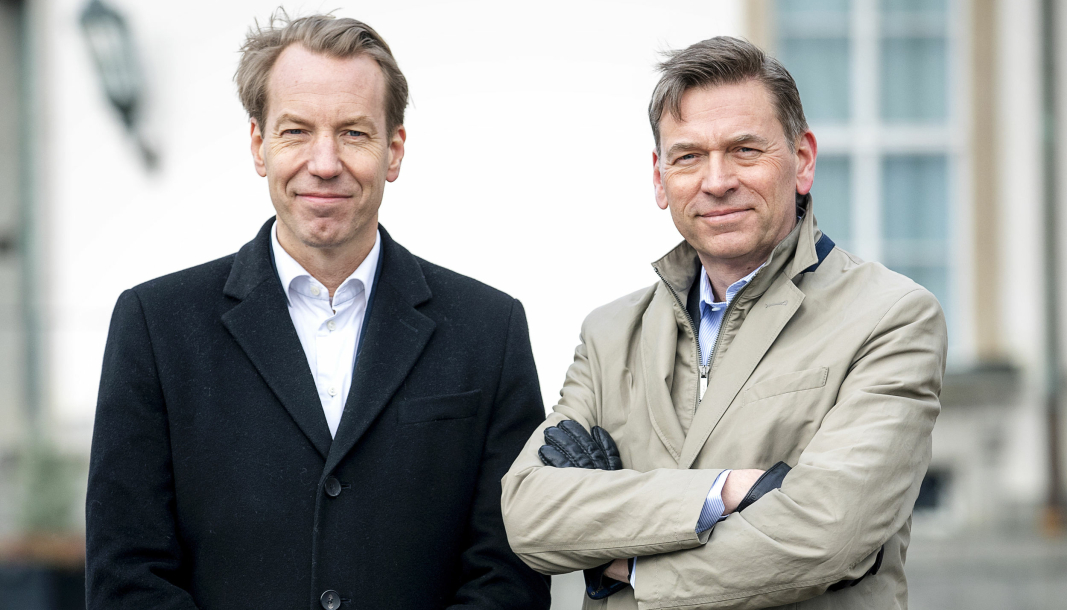 Anders Eriksson, Bonnier News (t.v.) og Raoul Grünthal, Schibsted går i samarbeid. (Foto: Stefan Jerrevång)