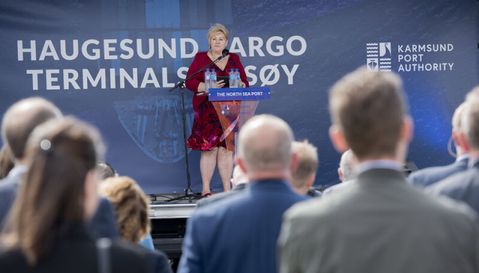 Nå er det to år siden statsminister Erna Solberg åpnet Haugesund Cargo Terminals, (Foto: Øyvind Sætre.)