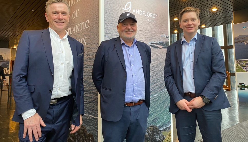 Logistikk Inside møtte en fremtidsrettet toppledelse i Andfjord Salmon på mulighetsseminaret i Oslo Konserthus før jul. Fra venstre: Styreleder Roger Brynjulf Mosand, gründer Roy Pettersen og adm. direktør Martin Rasmussen. Foto: Per Dagfinn Wolden