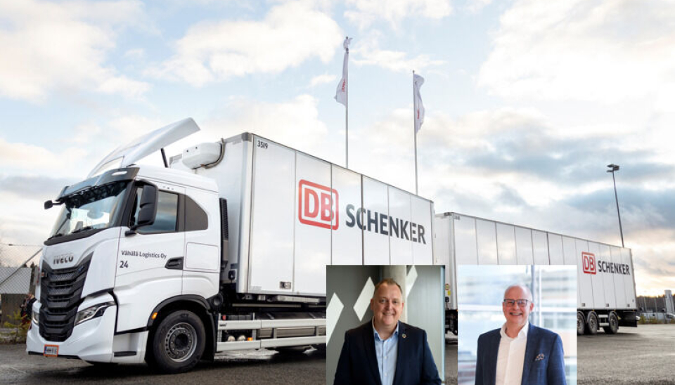 Godt miljøsamarbeide mellom Peter Stangeland (t.v.), Markedsdirektør Schenker, og Lars Wittemann, Logistikkdirektør Ekornes.
