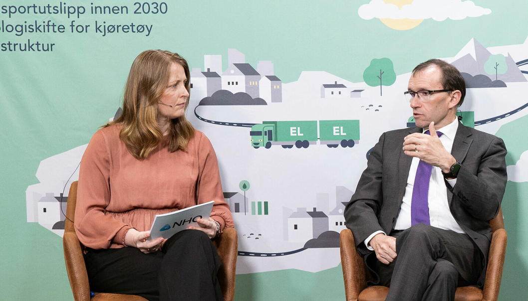 Ingelin Noresjø i samtale med klimaminister Espen Barth Eide.