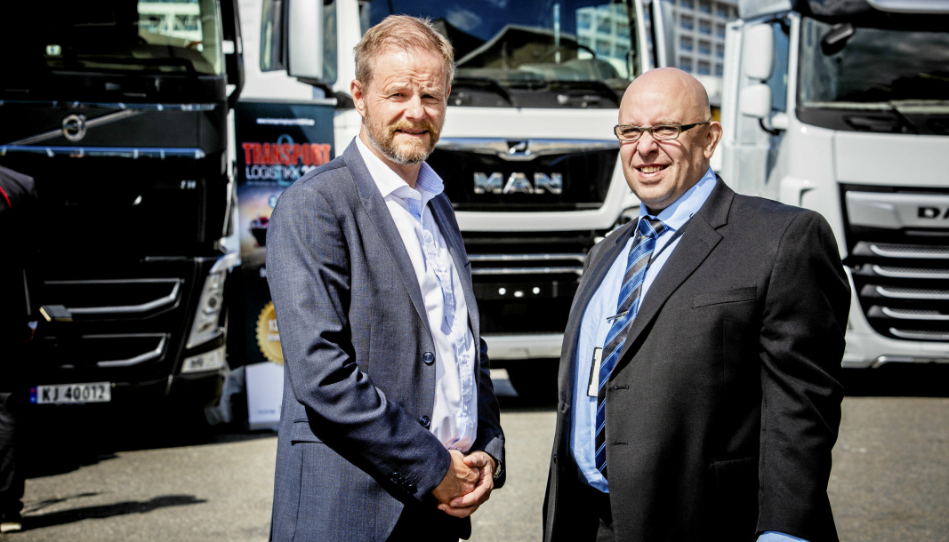 KONFERANSEGENERALER: Are Kjensli og Jo Eirik Frøise er som vanlig arrangører for Transport & Logistikk, og kan atter skilte med bredt og tidsriktig program.