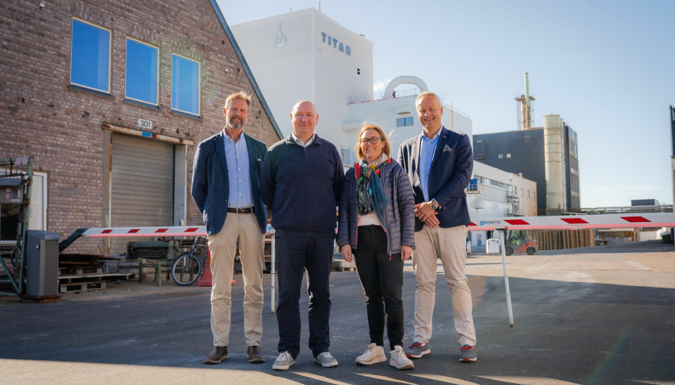 Fra venstre: Frank Sagvik (Viken Hydrogen), Jan Klauset (Kronos Titan), Charlotte Iversen (Borg Havn) og Martin Vatne (Østfold Energi)