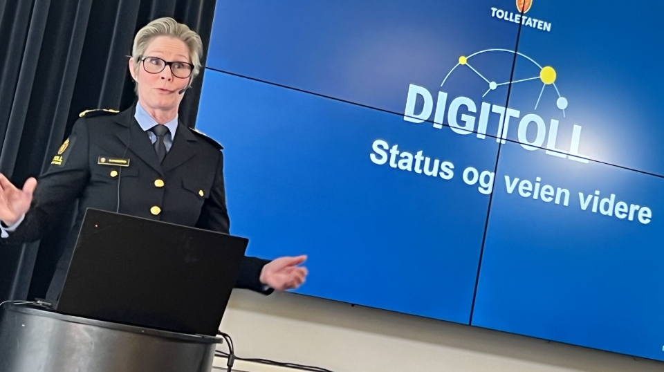 Monica Nyhagebråten fra Vareførselsdivisjonen i Tolletaten under Norstellas vårmøte 18. april.