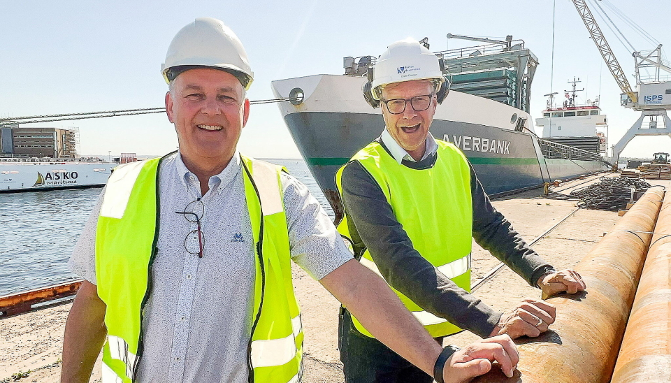 Kenneth Lindquist i Scan Logistic Partner (SLP) og havnefogd i Horten Espen Eliassen ser store muligheter til å videreutvikle havnevirksomheten i Vestfold-byen.