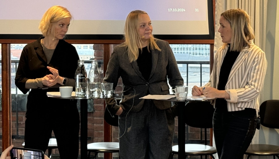 PANEL: Fra v. Sigrun Aasland (Ap), stortingspolitiker Mona Fagerås (SV) og byråd for miljø og samferdsel i Oslo Marit Vea (V)