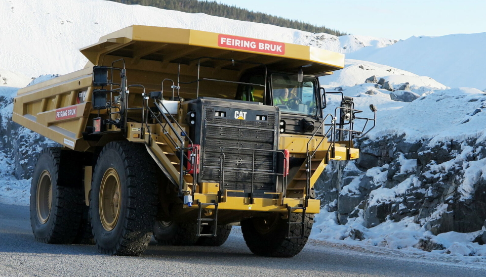 TO STK I NORGE: Det er 19 stk Cat 777 i Norge, her ser vi en av to hos Feiring Bruk på Lørenskog. Det er ikke umulig at norsk kunder vil benytte seg av Cat sitt selvkjørende system.